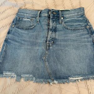 Madewell Distressed Blue Denim Mini Skirt